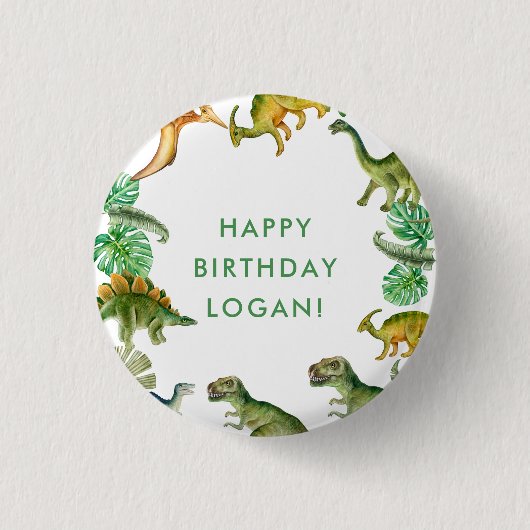 Dinosaur Birthday Party Foto Ronde Button 3,2 Cm (Voorkant)