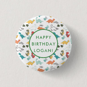 Dinosaur Birthday Party Foto Ronde Button 3,2 Cm