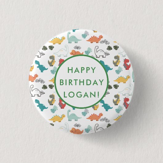 Dinosaur Birthday Party Foto Ronde Button 3,2 Cm (Voorkant)
