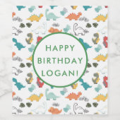 Dinosaur Birthday Party Foto Wijn Etiket (Enkel label)