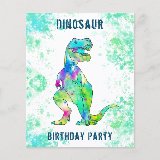 Dinosaur Birthday Party fotobudget Flyer (Achterkant)