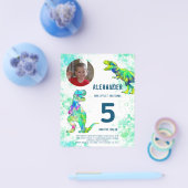 Dinosaur Birthday Party fotobudget Flyer (Enkel)