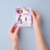 Dinosaur Birthday Party Fotobudget roze Flyer (Hand)