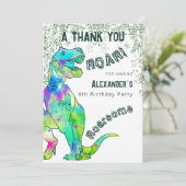 Dinosaur Birthday Party Hartelijk dank Bedankkaart (Staand voorkant)