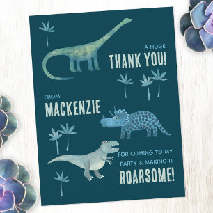 Dinosaur Birthday Party Hartelijk dank Briefkaart