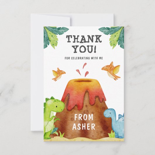Dinosaur Birthday Party Hartelijk dank Kaart (Voorkant)