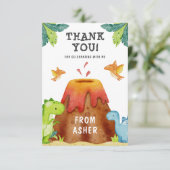 Dinosaur Birthday Party Hartelijk dank Kaart (Staand voorkant)