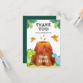 Dinosaur Birthday Party Hartelijk dank Kaart (Voorkant / Achterkant in situ)