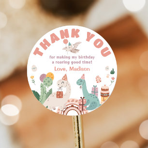 Dinosaur Birthday Party Hartelijk dank Ronde Sticker