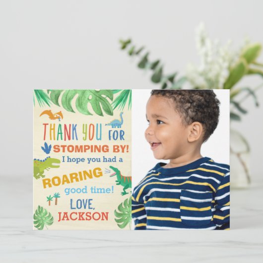 Dinosaur Birthday Party - Hartelijk dank voor uw f Kaart (Staand voorkant)