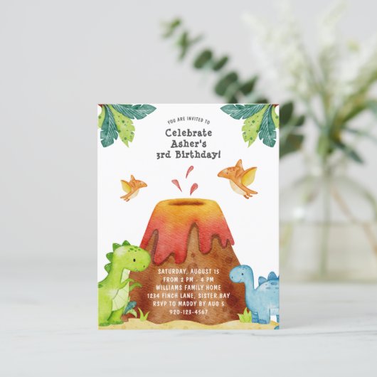 Dinosaur Birthday Party Invitation (Staand voorkant)