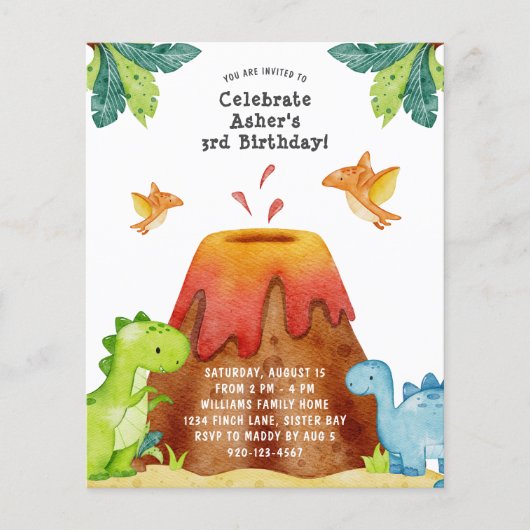 Dinosaur Birthday Party Invitation (Voorkant)