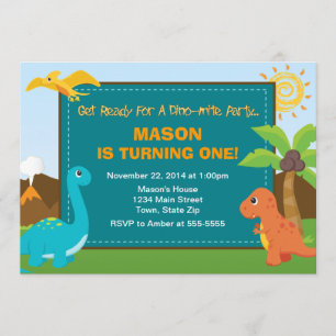 Dinosaur Birthday Party Invitation 5x7 Card Kaart