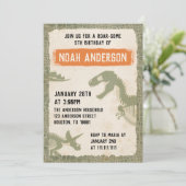 Dinosaur Birthday Party Invitation Card Kaart (Staand voorkant)