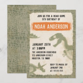 Dinosaur Birthday Party Invitation Card Kaart (Voorkant / Achterkant)