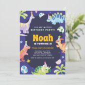 Dinosaur Birthday Party Invitation Feestdagenkaart (Staand voorkant)