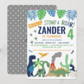 Dinosaur Birthday Party Invitation for Boy Kaart (Voorkant / Achterkant)