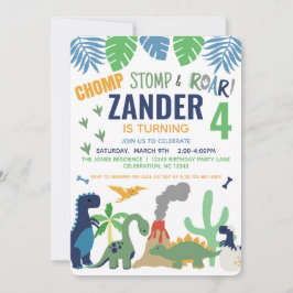 Dinosaur Birthday Party Invitation for Boy Kaart