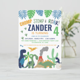 Dinosaur Birthday Party Invitation for Boy Kaart