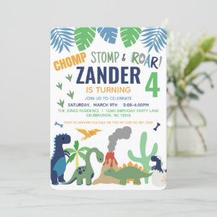 Dinosaur Birthday Party Invitation for Boy Kaart