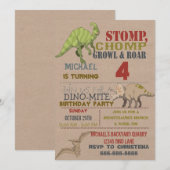 Dinosaur Birthday Party Invitation Kaart (Voorkant / Achterkant)