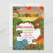 Dinosaur Birthday Party Invitation Kaart (Voorkant)