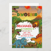 Dinosaur Birthday Party Invitation Kaart (Voorkant / Achterkant)