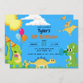 Dinosaur Birthday Party Invitation Kaart (Voorkant / Achterkant)