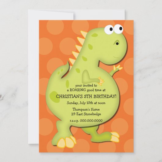 Dinosaur Birthday Party Invitation Kaart (Voorkant)