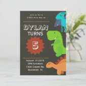 Dinosaur Birthday Party Invitation Kaart (Staand voorkant)