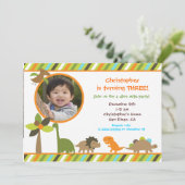 Dinosaur Birthday Party Invitation Kaart (Staand voorkant)