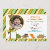 Dinosaur Birthday Party Invitation Kaart (Voorkant / Achterkant)