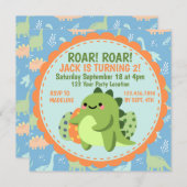Dinosaur Birthday Party Invitation Kaart (Voorkant / Achterkant)