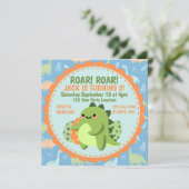 Dinosaur Birthday Party Invitation Kaart (Staand voorkant)