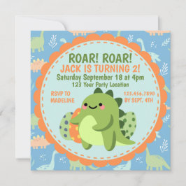 Dinosaur Birthday Party Invitation Kaart