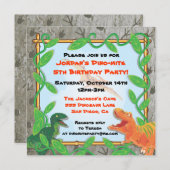 Dinosaur Birthday Party Invitation Kaart (Voorkant / Achterkant)