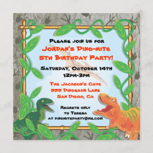 Dinosaur Birthday Party Invitation Kaart