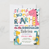 Dinosaur Birthday Party Invitation Kaart (Voorkant)