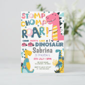 Dinosaur Birthday Party Invitation Kaart (Staand voorkant)