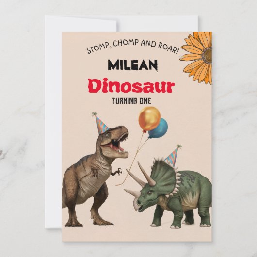 Dinosaur Birthday Party Invitation Kaart (Voorkant)