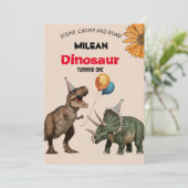 Dinosaur Birthday Party Invitation Kaart (Staand voorkant)