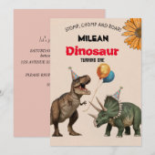 Dinosaur Birthday Party Invitation Kaart (Voorkant / Achterkant)