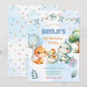 Dinosaur Birthday Party Invitation Kaart (Voorkant / Achterkant)