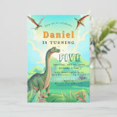 Dinosaur Birthday Party Invitation Kaart (Staand voorkant)