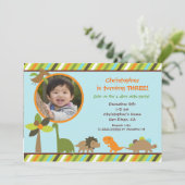 Dinosaur Birthday Party Invitation Kaart (Staand voorkant)