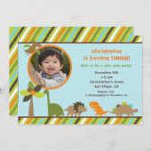 Dinosaur Birthday Party Invitation Kaart (Voorkant / Achterkant)