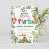 Dinosaur Birthday Party Invitation Kaart (Staand voorkant)