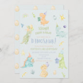 Dinosaur Birthday Party Invitation Kaart (Voorkant / Achterkant)