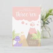 Dinosaur Birthday Party Invitation Kaart (Staand voorkant)