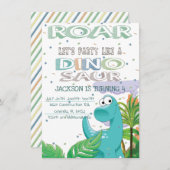 Dinosaur Birthday Party Invitation Kaart (Voorkant / Achterkant)